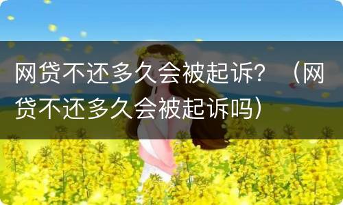 网贷不还多久会被起诉？（网贷不还多久会被起诉吗）