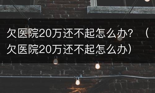 欠医院20万还不起怎么办？（欠医院20万还不起怎么办）