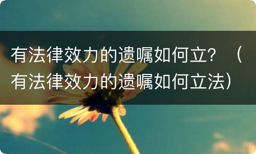 有法律效力的遗嘱如何立？（有法律效力的遗嘱如何立法）
