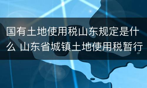国有土地使用税山东规定是什么 山东省城镇土地使用税暂行条例
