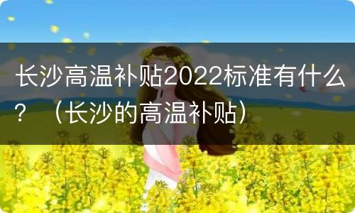 长沙高温补贴2022标准有什么？（长沙的高温补贴）