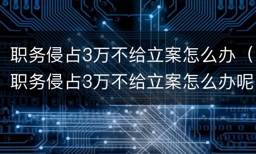 职务侵占3万不给立案怎么办（职务侵占3万不给立案怎么办呢）