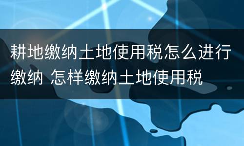 耕地缴纳土地使用税怎么进行缴纳 怎样缴纳土地使用税