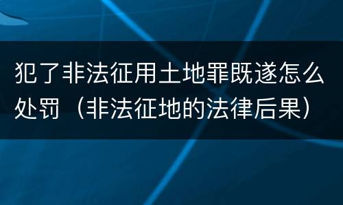 犯了非法征用土地罪既遂怎么处罚（非法征地的法律后果）