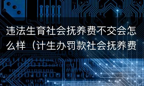 违法生育社会抚养费不交会怎么样（计生办罚款社会抚养费不交会怎么样）