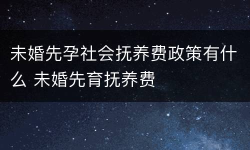 未婚先孕社会抚养费政策有什么 未婚先育抚养费