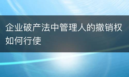 企业破产法中管理人的撤销权如何行使