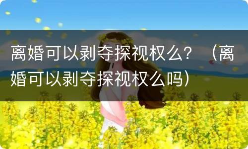 离婚可以剥夺探视权么？（离婚可以剥夺探视权么吗）