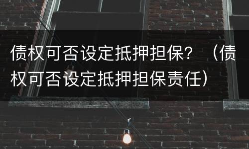 债权可否设定抵押担保？（债权可否设定抵押担保责任）