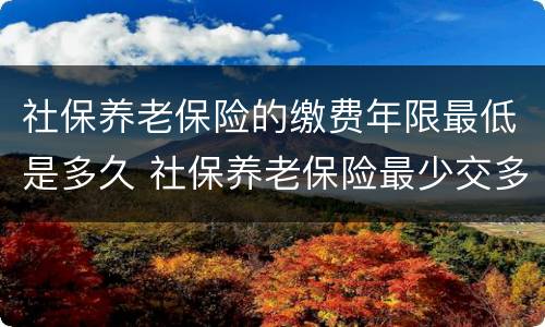 社保养老保险的缴费年限最低是多久 社保养老保险最少交多少年