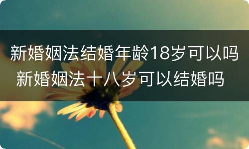 新婚姻法结婚年龄18岁可以吗 新婚姻法十八岁可以结婚吗
