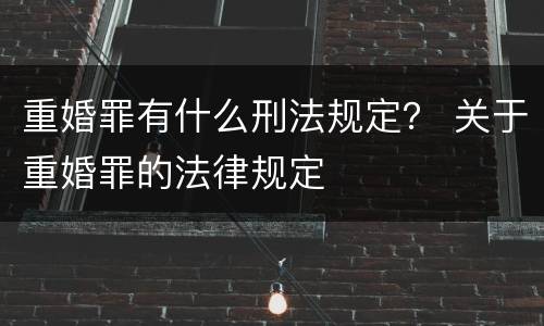 重婚罪有什么刑法规定？ 关于重婚罪的法律规定