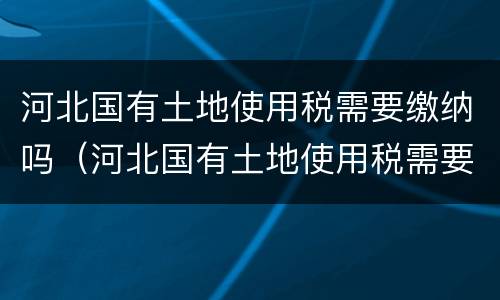 河北国有土地使用税需要缴纳吗（河北国有土地使用税需要缴纳吗现在）
