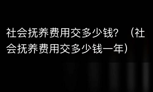 社会抚养费用交多少钱？（社会抚养费用交多少钱一年）
