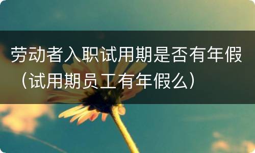 劳动者入职试用期是否有年假（试用期员工有年假么）