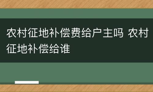 农村征地补偿费给户主吗 农村征地补偿给谁