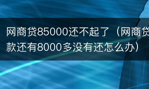 网商贷85000还不起了（网商贷款还有8000多没有还怎么办）
