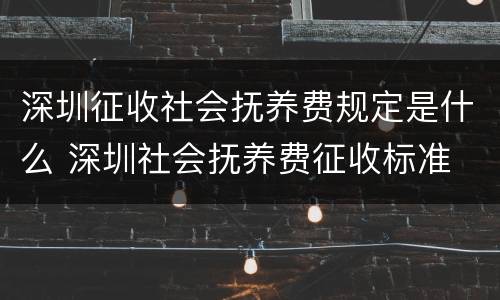 深圳征收社会抚养费规定是什么 深圳社会抚养费征收标准