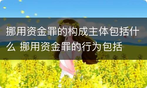 挪用资金罪的构成主体包括什么 挪用资金罪的行为包括