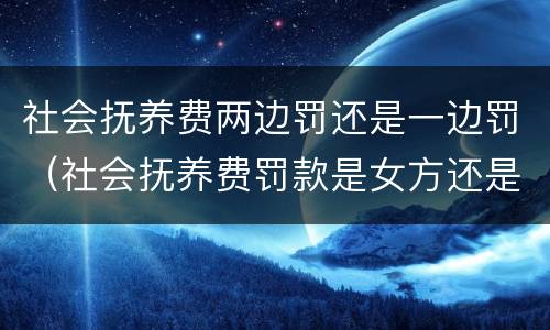 社会抚养费两边罚还是一边罚（社会抚养费罚款是女方还是男方）