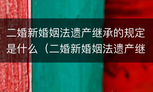 二婚新婚姻法遗产继承的规定是什么（二婚新婚姻法遗产继承的规定是什么意思）