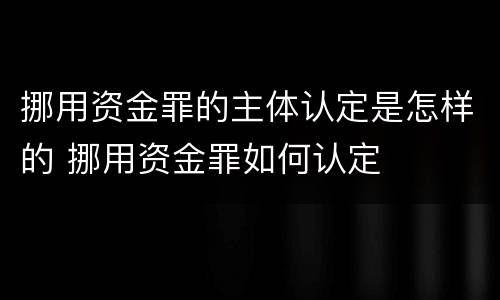 挪用资金罪的主体认定是怎样的 挪用资金罪如何认定