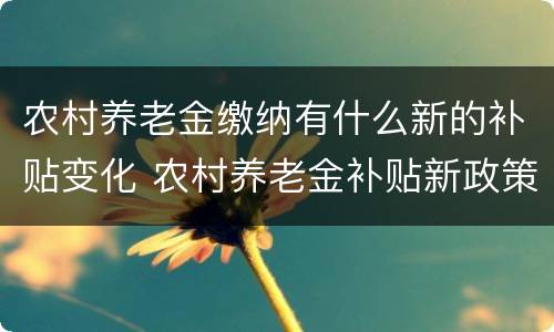 农村养老金缴纳有什么新的补贴变化 农村养老金补贴新政策