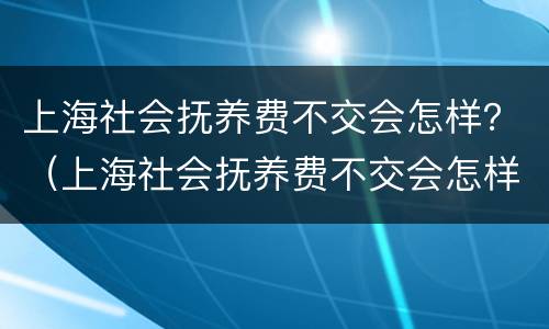 上海社会抚养费不交会怎样？（上海社会抚养费不交会怎样处罚）