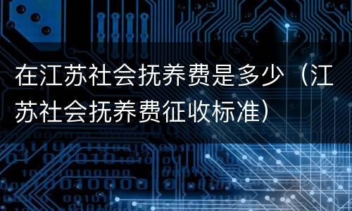 在江苏社会抚养费是多少（江苏社会抚养费征收标准）