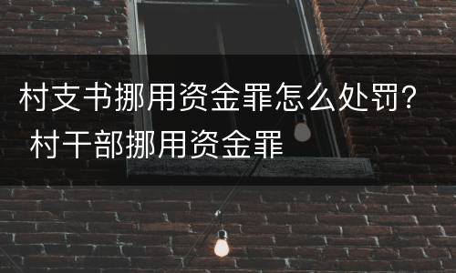 村支书挪用资金罪怎么处罚？ 村干部挪用资金罪